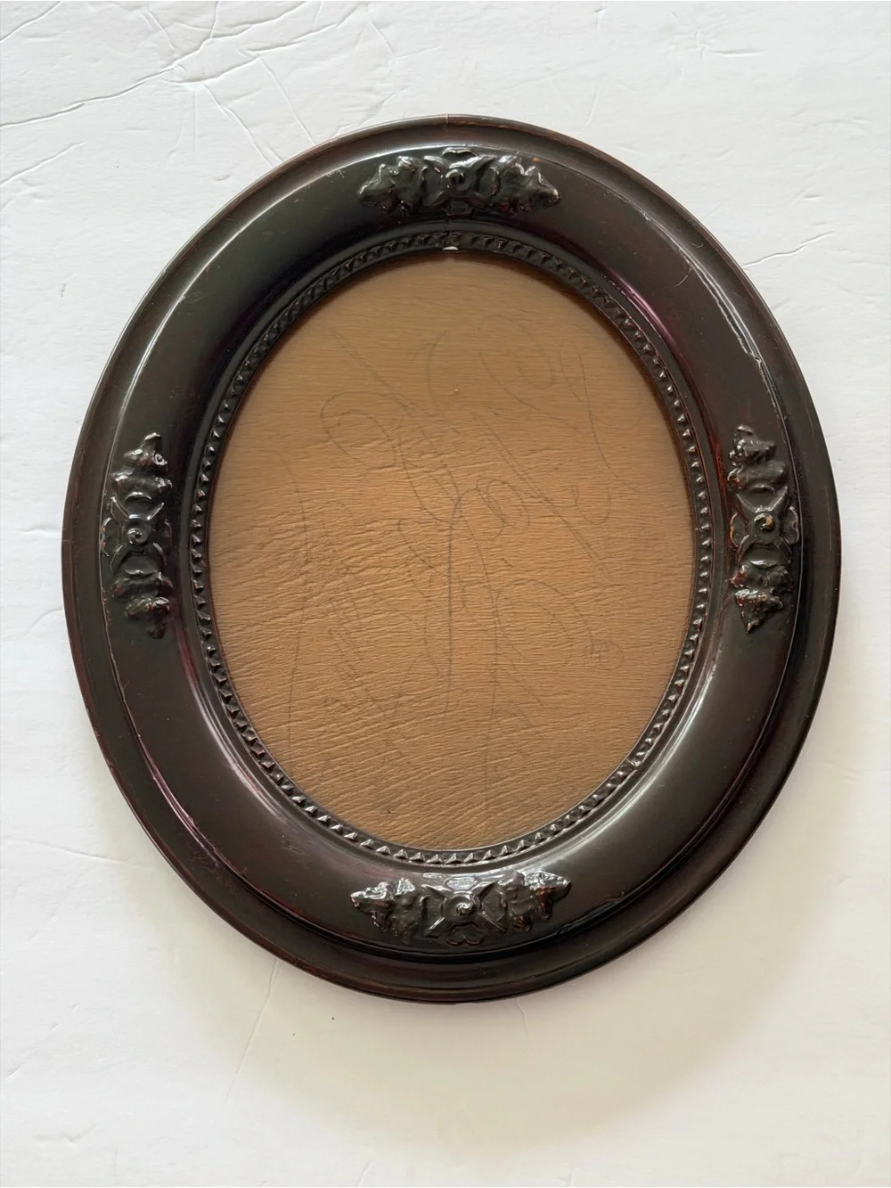 Antique Ornate Oval Wall Wooden Picture Frame 8x10” (12x14”) Dark Brown